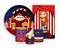 Kit 2 Painéis De Festa + Trio De Capas Cilindro - Circo Azul e Dourado 007 - Imagem 1