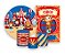 Kit 2 Painéis De Festa + Trio De Capas Cilindro - Circo Vermelho com Dourado 013 - Imagem 1
