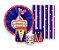 Kit 2 Painéis De Festa + Trio De Capas Cilindro - Circo Tradicional Azul e Vermelho 022 - Imagem 1