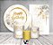 Kit 2 Painéis De Festa + Trio De Capas Cilindro - Happy Birthday Flores Brancas 055 - Imagem 2