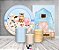 Kit 2 Painéis De Festa + Trio De Capas Cilindro - Fazendinha Celeiro Azul e Bege 013 - Imagem 2