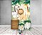 Painel De Festa Vertical 1,50 x 2,20 + Trio De Capas Cilindro - Animais Safari Folhas com Dourado 076 - Imagem 2