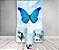 Painel De Festa Vertical 1,50 x 2,20 + Trio De Capas Cilindro - Borboleta Azul Aquarela 001 - Imagem 2