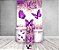 Painel De Festa Vertical 1,50 x 2,20 + Trio De Capas Cilindro -  Borboleta Roxo Com Flores 031 - Imagem 2