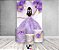 Painel De Festa Vertical 1,50 x 2,20 + Trio De Capas Cilindro - Princesa Vestido e Flores Lilás 062 - Imagem 2