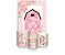 Painel De Festa Vertical 1,50 x 2,20 + Trio De Capas Cilindro - Fazendinha Celeiro Rosa Floral 050 - Imagem 1