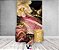 Painel De Festa Vertical 1,50 x 2,20 + Trio De Capas Cilindro - Flores Efeito Mármore Rosa com Dourado 075 - Imagem 2
