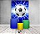 Painel De Festa Vertical 1,50 x 2,20 + Trio De Capas Cilindro - Bola de Futebol Azul com Raios 020 - Imagem 2
