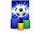 Painel De Festa Vertical 1,50 x 2,20 + Trio De Capas Cilindro - Bola de Futebol Azul com Raios 020 - Imagem 1