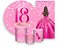 Painel De Festa + Trio De Capas Cilindro + Faixa Veste Fácil - 18 Anos Princesa Pink Efeito Glitter 084 - Imagem 1