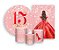 Kit 2 Painéis De Festa + Trio De Capas Cilindro - 15 Anos Princesa Vermelho Efeito Glitter 066 - Imagem 1