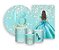 Kit 2 Painéis De Festa + Trio De Capas Cilindro - 18 Anos Princesa Azul Esverdeado 068 - Imagem 1