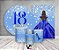 Kit 2 Painéis De Festa + Trio De Capas Cilindro - 18 Anos Princesa Azul Efeito Glitter 069 - Imagem 2