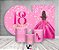 Kit 2 Painéis De Festa + Trio De Capas Cilindro - 18 Anos Princesa Pink  Efeito Glitter 071 - Imagem 2