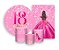 Kit 2 Painéis De Festa + Trio De Capas Cilindro - 18 Anos Princesa Pink  Efeito Glitter 071 - Imagem 1