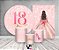 Kit 2 Painéis De Festa + Trio De Capas Cilindro - 18 Anos Princesa Rosa Suave Efeito Glitter 072 - Imagem 3