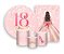 Kit 2 Painéis De Festa + Trio De Capas Cilindro - 18 Anos Princesa Rosa Suave Efeito Glitter 072 - Imagem 1