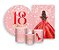 Kit 2 Painéis De Festa + Trio De Capas Cilindro - 18 Anos Princesa Vermelho Efeito Glitter 073 - Imagem 1