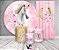 Painel De Festa + Trio De Capas Cilindro + Faixa Veste Fácil - Cavalo Boiadeira Rosa Floral 017 - Imagem 2