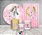 Kit 2 Painéis De Festa + Trio De Capas Cilindro - Cavalo Boiadeira Rosa 015 - Imagem 2