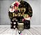 Painel De Festa Redondo 1,50 x 1,50 + Trio De Capas Cilindro - Happy Birthday Floral Efeito Brilhos 350 - Imagem 2