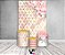 Painel De Festa Vertical 1,50 x 2,20 + Trio De Capas Cilindro - Geométrico Floral Rosa e Dourado 043 - Imagem 2