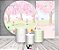 Painel De Festa + Trio De Capas Cilindro + Faixa Veste Fácil - Jardim  Borboletas e Passarinhos Rosa 032 - Imagem 2