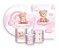Kit 2 Painéis De Festa + Trio De Capas Cilindro - Ursinho com Laço no Arco-Íris Rosa 039 - Imagem 1
