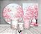 Kit 2 Painéis De Festa + Trio De Capas Cilindro - Jardim de Pássaros e Borboletas Rosa 031 - Imagem 2