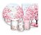 Kit 2 Painéis De Festa + Trio De Capas Cilindro - Jardim de Pássaros e Borboletas Rosa 031 - Imagem 1