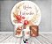 Painel De Festa Redondo 1,50 x 1,50 + Trio De Capas Cilindro - Floral Boho Mocha Bodas de Estanho 033 - Imagem 2