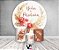 Painel De Festa Redondo 1,50 x 1,50 + Trio De Capas Cilindro - Floral Boho Mocha Bodas de Porcelana 036 - Imagem 2