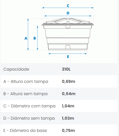 CAIXA D'AGUA POLIETILENO 310L FORTLEV - Imagem 5