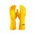 Luva de látex Multiuso Amarela p/ trabalhos leves c/ antiderrapante tam G 1par Handex Ref HX010T09E001 - Imagem 1