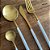 Jogo Talheres (garfo/faca/colher sopa/ colher sobremesa) inox cores Dourado com Azul/Branco/Preto/Rosa - Modelo Wolff - Imagem 4