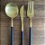 Jogo Talheres (garfo/faca/colher sopa/ colher sobremesa) inox cores Dourado com Azul/Branco/Preto/Rosa - Modelo Wolff - Imagem 5
