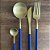 Jogo Talheres (garfo/faca/colher sopa/ colher sobremesa) inox cores Dourado com Azul/Branco/Preto/Rosa - Modelo Wolff - Imagem 1