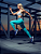 Legging Verde Cinto Camuflado Azul - Imagem 1