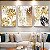 Quadros Decorativos Folhas Douradas Conjunto em Três Quadros - Imagem 1
