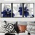 Quadro Decorativo Kit 3 Flores Azuis  e Branco para Sala - Imagem 2