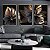 Quadro Decorativo Kit 3 Flores Dourada e Preto para Sala - Imagem 4