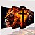 Mosaico 5 Peças para Sala Jesus , Leão e Cruz de Fogo - Imagem 1