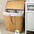 Cesto De Roupa Suja Bambu Grande Com Divisória Tampa Dobrável 60x52x32 MEK - Imagem 2