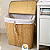 Cesto De Roupa Suja Bambu Grande Com Divisória Tampa Dobrável 60x38x30 MEK - Imagem 5