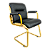 Cadeira Diretor  WOOD Preto Brilhante  - Madeira Clara - Base Dourada Fixa - Imagem 1