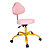Cadeira Mocho Plus Encosto Alto  - Courissimo Rosa - Base Giratória Dourada - Imagem 1