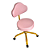 Cadeira Mocho Plus Encosto Alto  - Courissimo Rosa - Base Giratória Dourada - Imagem 7