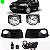 Kit de farol auxiliar palio fiat de 2011 a 2015 preto modelo zoiao economy com grade e botão - Imagem 1