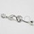 BN31 Navel Piercing Pingente 3 Corações Pedra Zirconia Ródio - Imagem 1