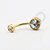 PVD50  Navel piercing Cristal flat aço PVD Gold - Imagem 1